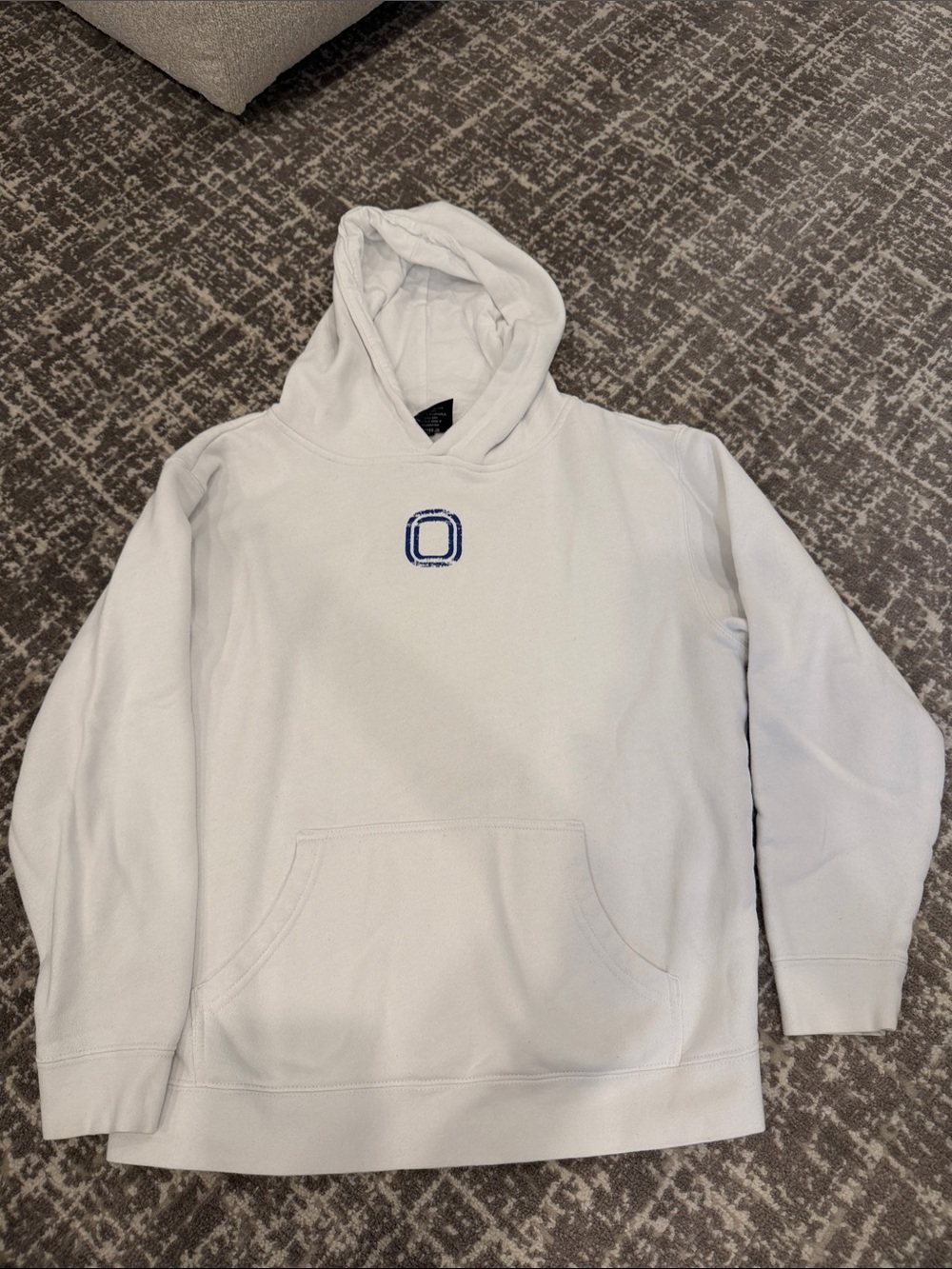 Boy’s Overtime White Hooded Pullover Sweatshirt with Blue Accent